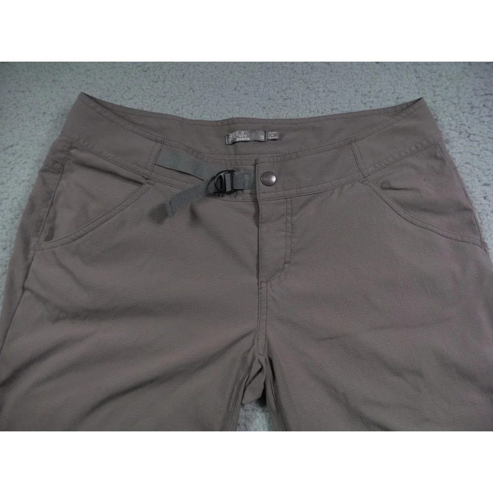 prAna Pants Womens Size 10 Gray Capri Stretch Ripstop Belted Outdoor Yoga‎